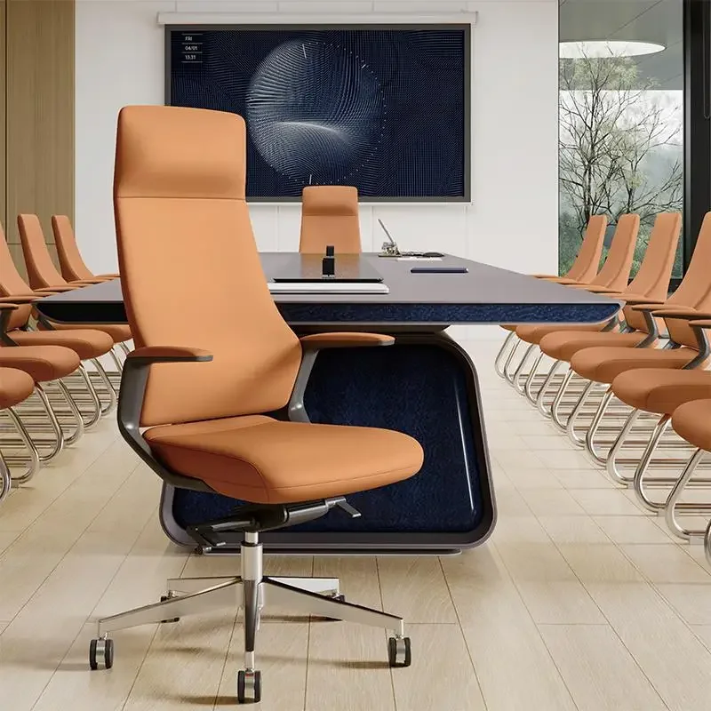 Ergonomic Chair Home Office  Comfortable and Sedentary High-end Leather Bow Back Front Chair Conference Boss