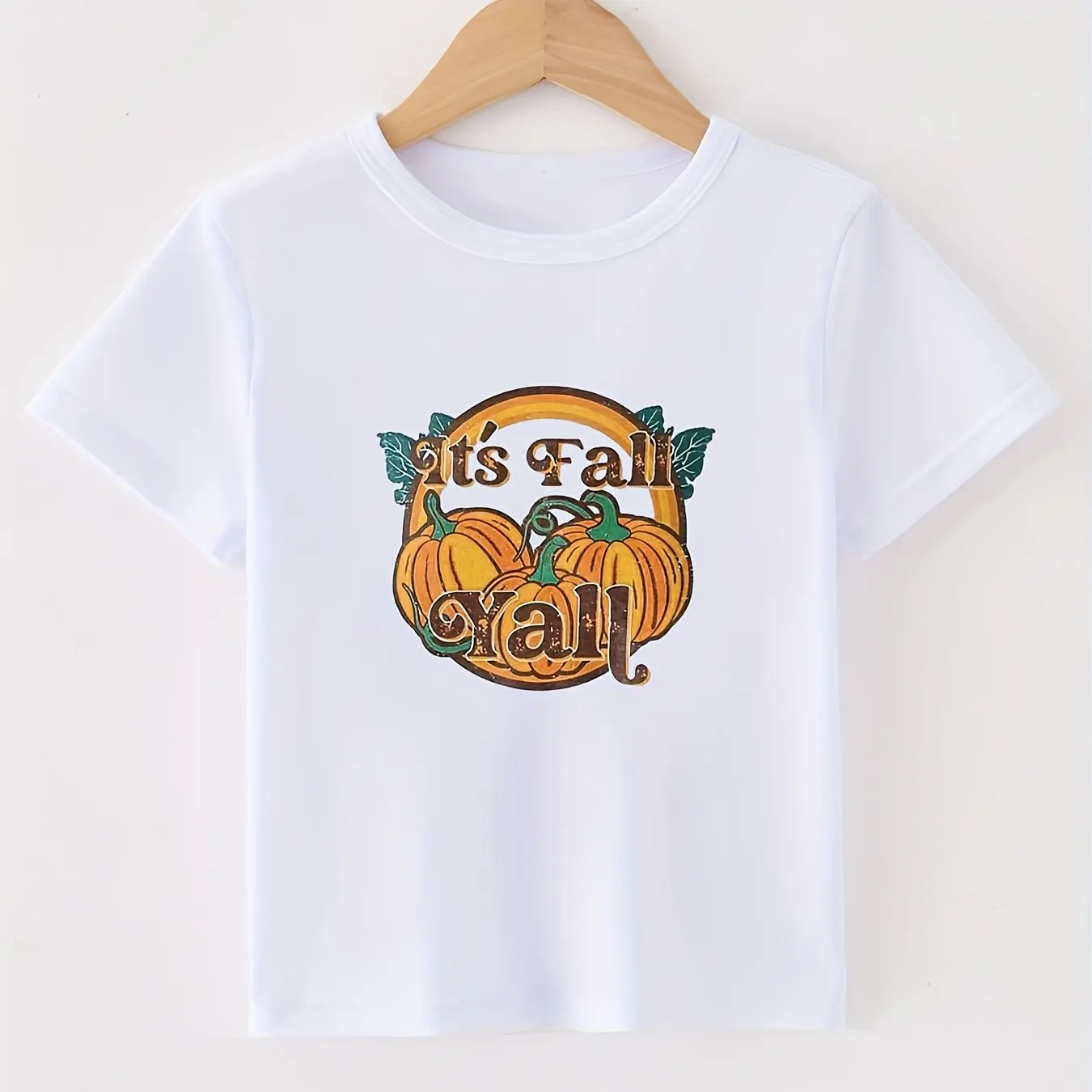 

Kids Pumpkin Fall Graphic T-Shirt for Boys and Girls 100% Cotton Autumn Spring and Summer Soft and Comfortable Seasonal Wear