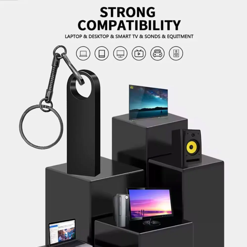 Top quality Metal USB flash drive 2.0 Pen Drive 8GB 16GB 32GB Memory Stick pendrive 128gb 256gb gift for Free chain