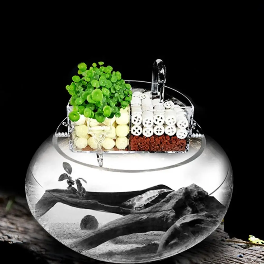 3-in-1 External Filter Box Hanging Type High Transparency Acrylic Fish Tank Top Filter Edge Hole Silent Waterfall