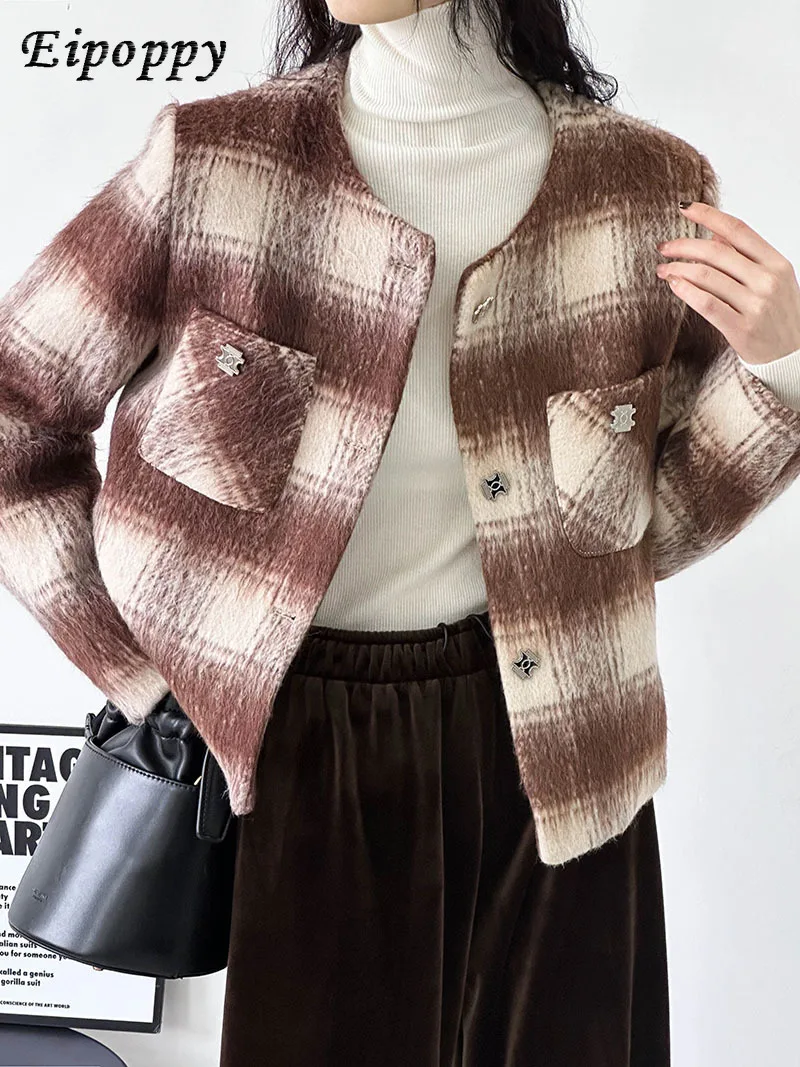 سترة صوفية منقوشة عتيقة ، سترة شتوية أنيقة ، جديدة