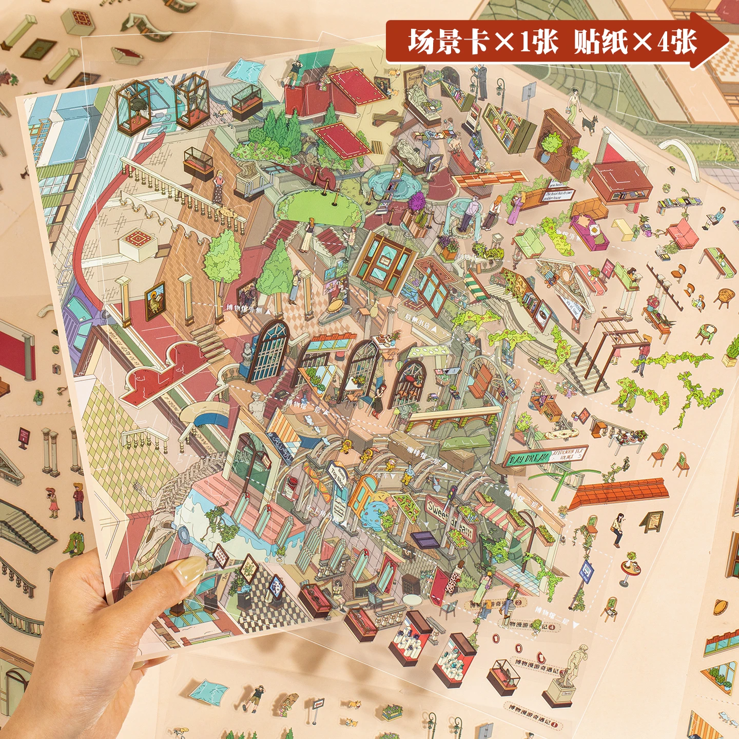 Museum Roaming Adventure Series Square inch Secret Realm Miniature Landscape Stickers 3.0 3D Fun Stress Relief Collage Sticker