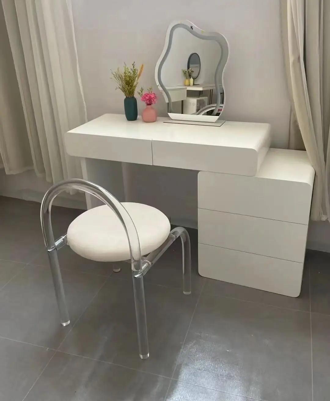 @#Modern Simple Transparent Acrylic Dining Chairs Adjustable Height Leather Hotel Furniture with Light Feature for Home Office