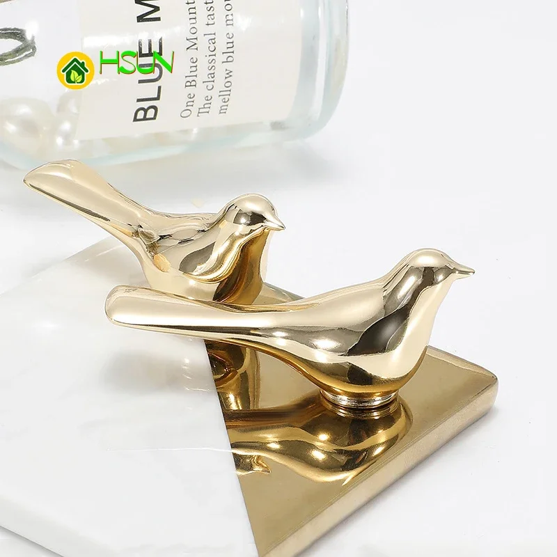 Furniture Cabinet Door Handle Drawer Cupboard Wardrobe Kitchen Pull Knob Gold Pink Yellow Blue Bird Decoration Wall Hanging Hook