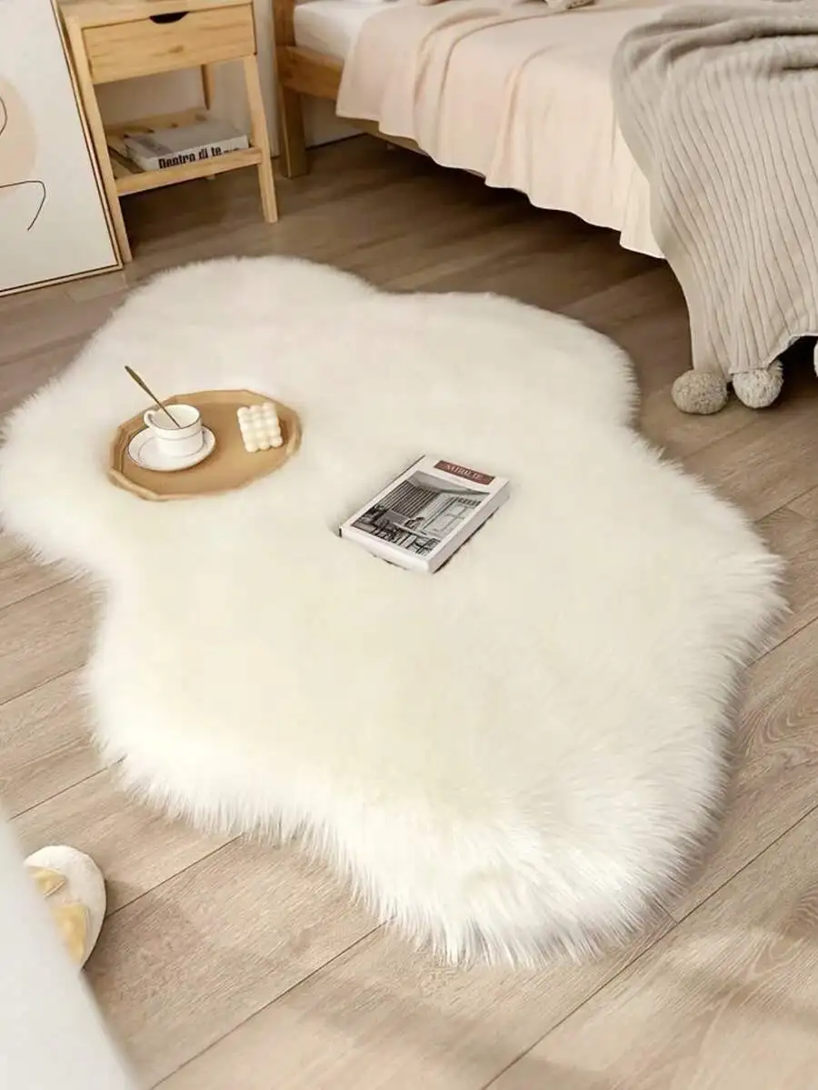 

1pc Soft Fluffy White Cloud-Shaped Rug for Bedroom Living Room