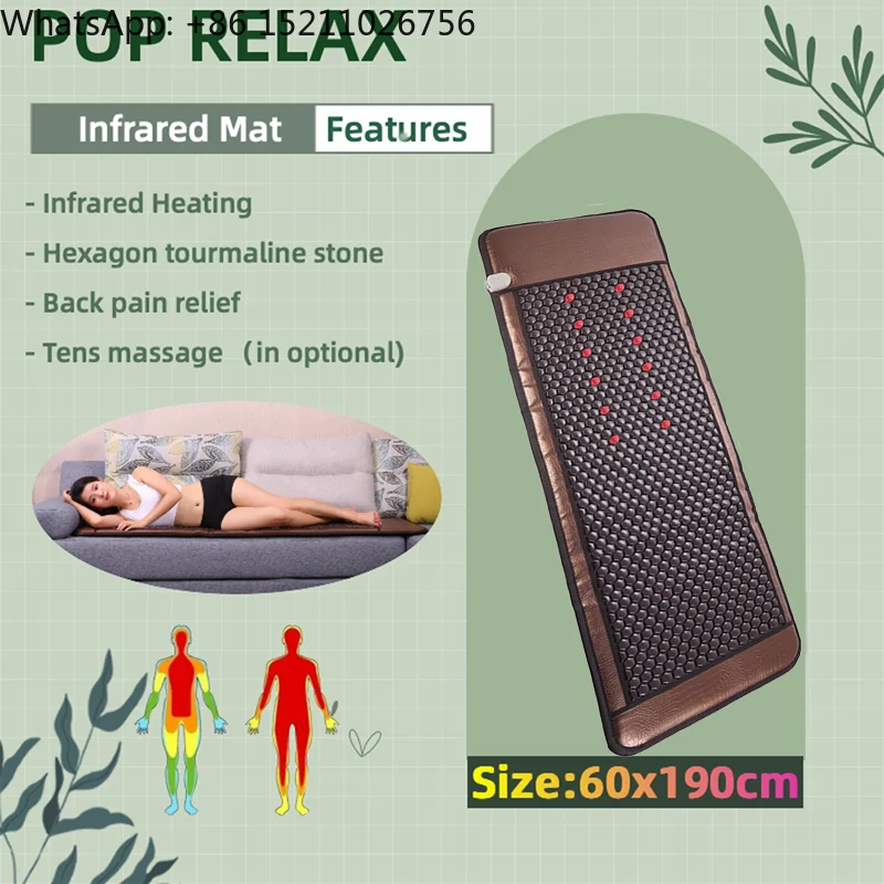 Pop Relax Infrared Heating Pad Tourmaline Mattress Hexagonal Stone Massage Bed for Body Health Care Pain Relief Warm Mat