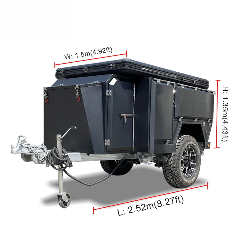 Hochwertiges 2-4 Personen Dreieck-Aluminium-Klappdachzelt mit Hartschale für SUV, Auto, Outdoor-Camping
