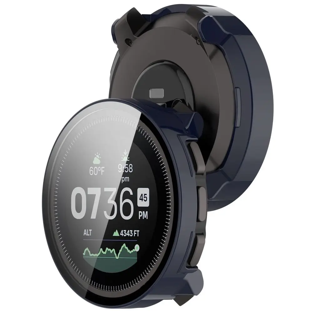 PC+Tempered Protective Case Full Coverage Bumper Screen Cover Anti-Scratch Protector Shell for Suunto Vertical