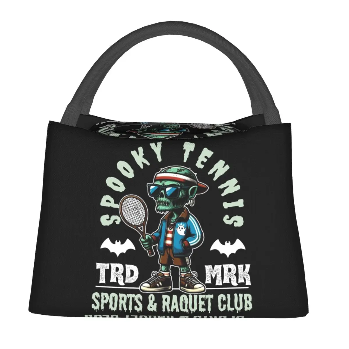 Spooky Tennis Sports And Raquet Club Insulated Lunch Bag for Women Kids Portable Food Boxes Thermal Lunch Box Tote