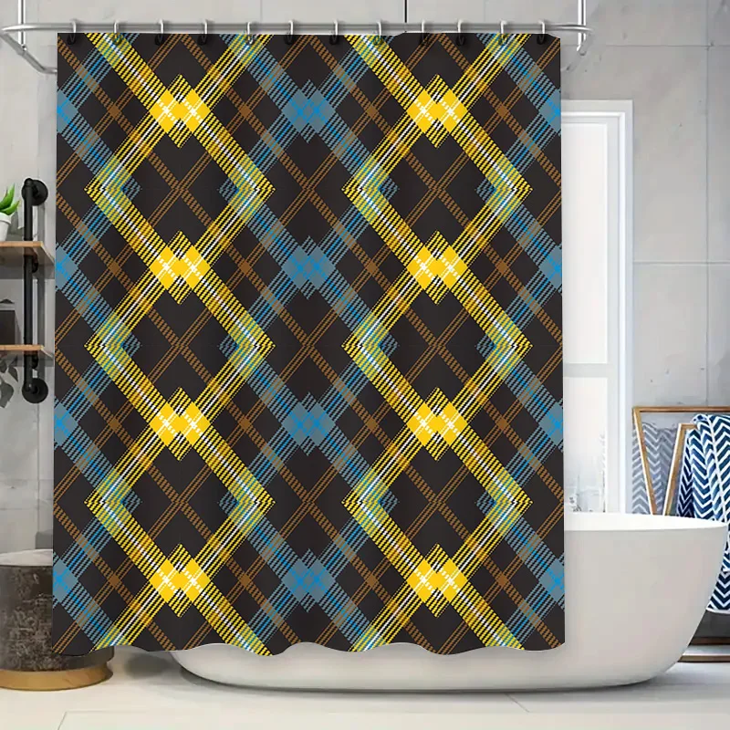 

Клетчатая занавеска для душа, водонепроницаемый декор для ванной комнаты, 180X240 см, черный, белый, полосатый коврик для ванной для украшения дома