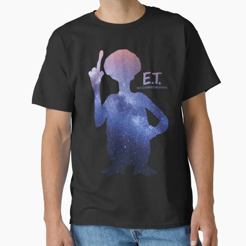 

1028 E.T. The Extra Terrestrial gift t shirt Cute Retro Cartoon Alien Sic-Fi Graphic clothes All size Tops S-6XL