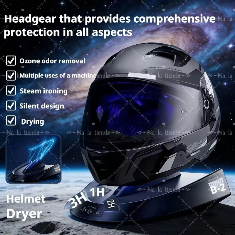 

Интеллектуальная сушилка для мотоциклетного шлема, с функциями удаления пыли и контроля температуры, оснащенная окружающим освещением 2.