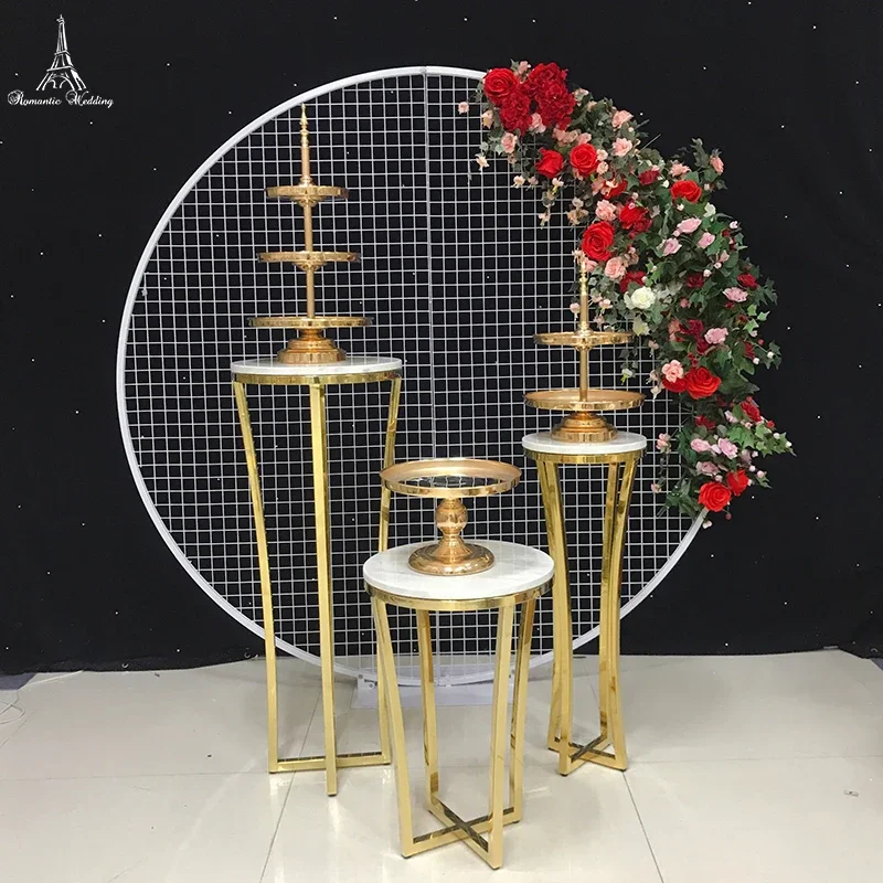 3Pcs/set Romantic Wedding Centerpieces Metal MDF Table Cake Stand Pillar Wedding Favors For Wedding Decoration Stage Decoration