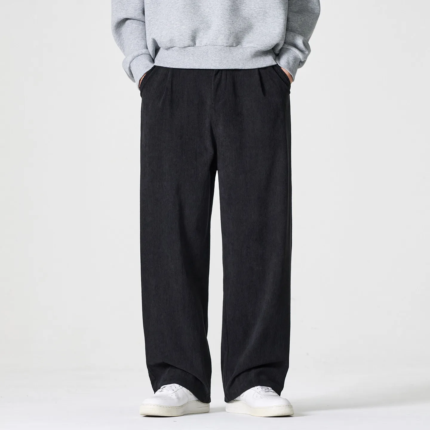 

Мужские винтажные повседневные брюки в японском стиле, однотонные вельветовые прямые свободные брюки, мужские брюки в стиле хип-хоп, уличная одежда, джоггеры полной длины