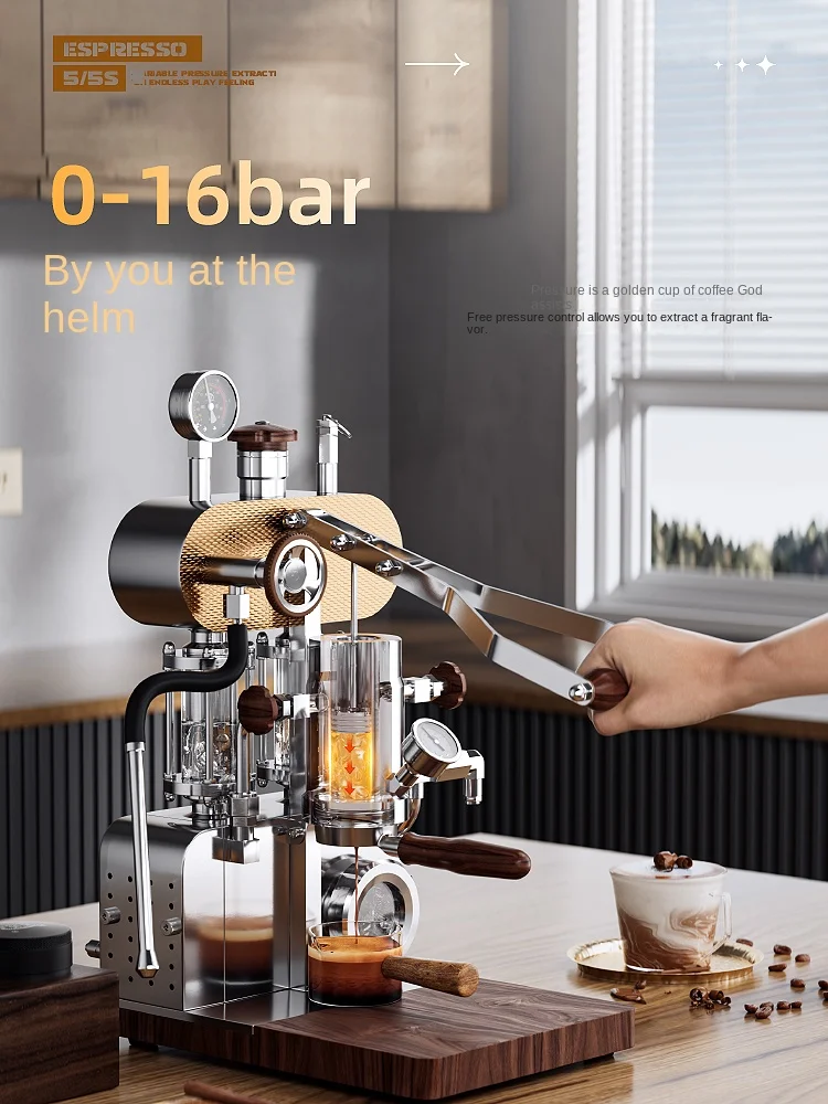 Hand Pressure Coffee Machine Household Espresso Coffee Machine Aleman Manual Pull Rod Steam Frothed Milk