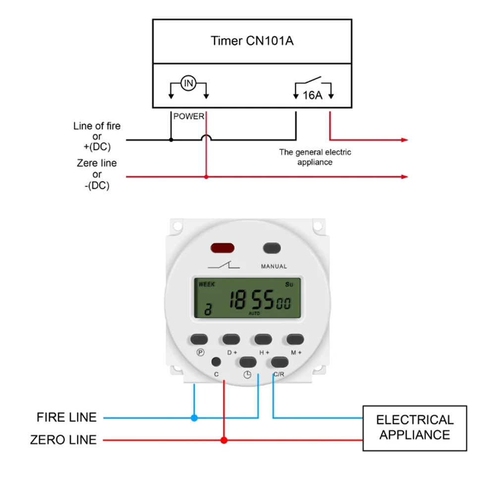 Timer LCD untuk Papan Reklame, Saklar Waktu untuk Peralatan Listrik, Pengaturan Manual On/Off, Timer 24 Jam dengan Layar LCD untuk Papan Reklame