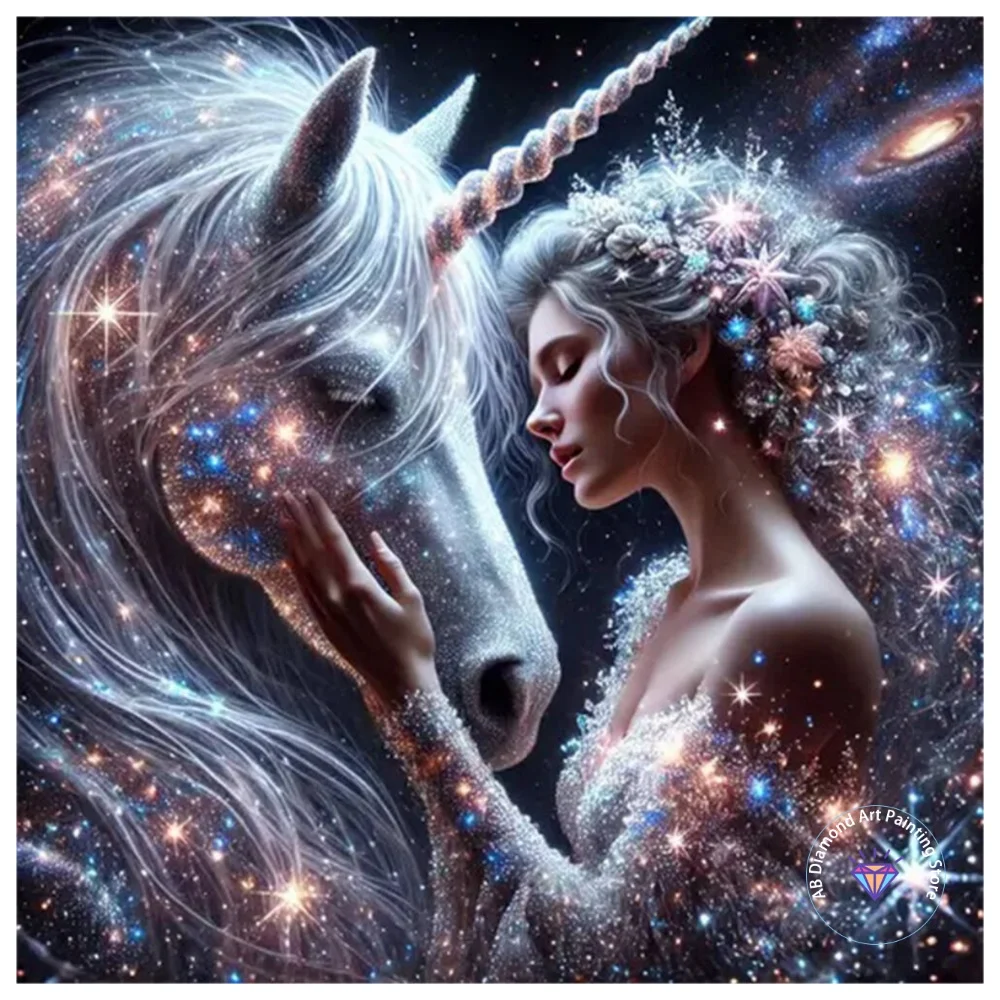 

Female Portrait Horse AB Diamond Painting Kit Square Round Diamond 5D DIY Mosaic Handmade Art Adult Exquisite Gift Home Decor