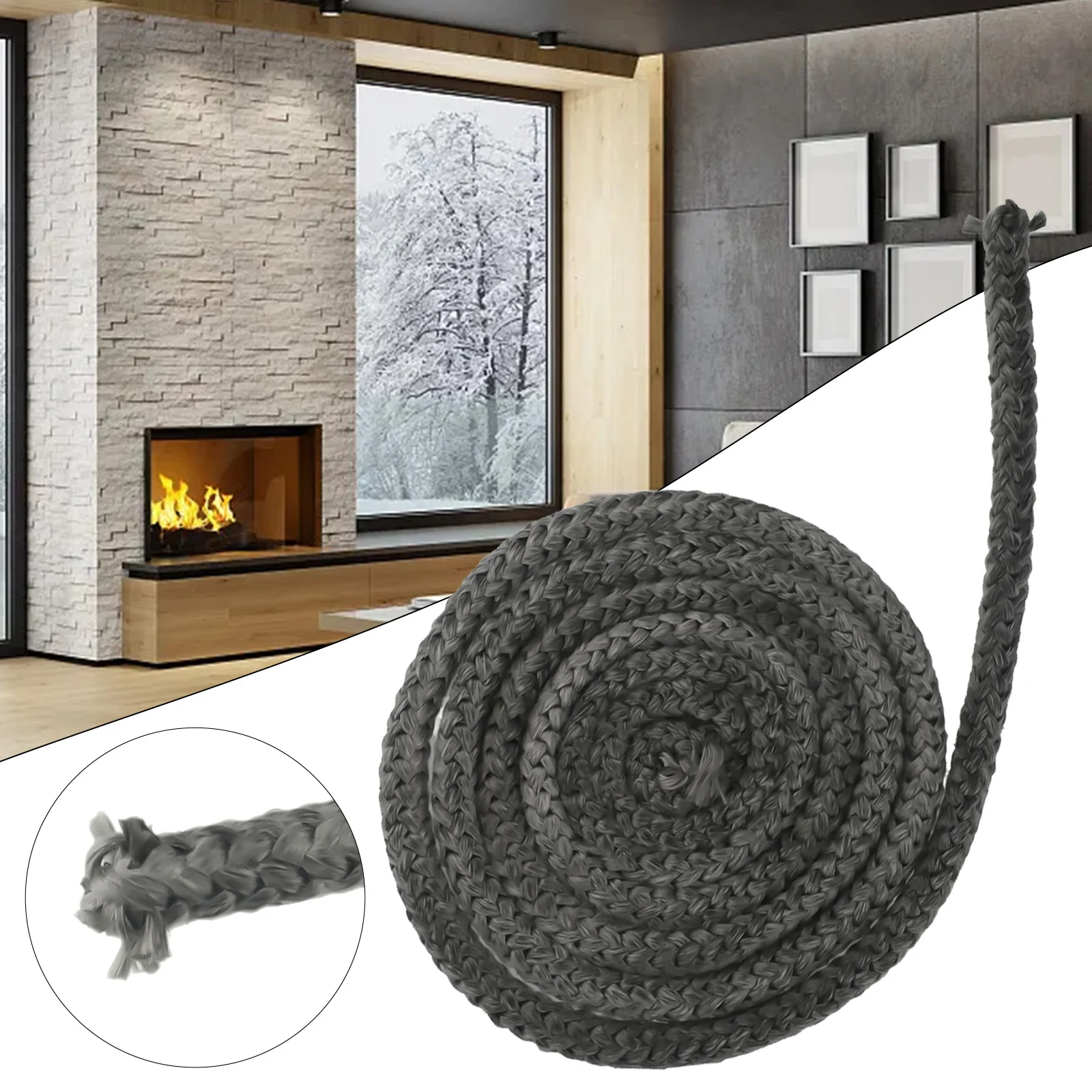 Fiberglass Sealing Cord Replacement Rope Seal Black Stove/Fire Rope Wood Burning Stove 2m Length Log Burner Door Seal