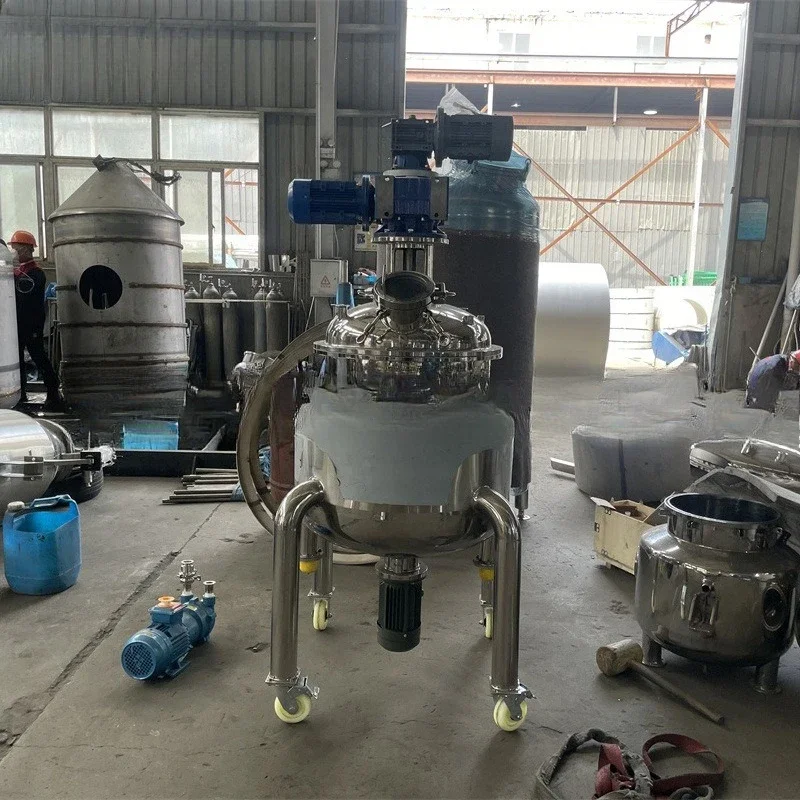 Vacuum homogeneous mixing tank, the homogeneous emulsification head is stirred at the upper and double speeds