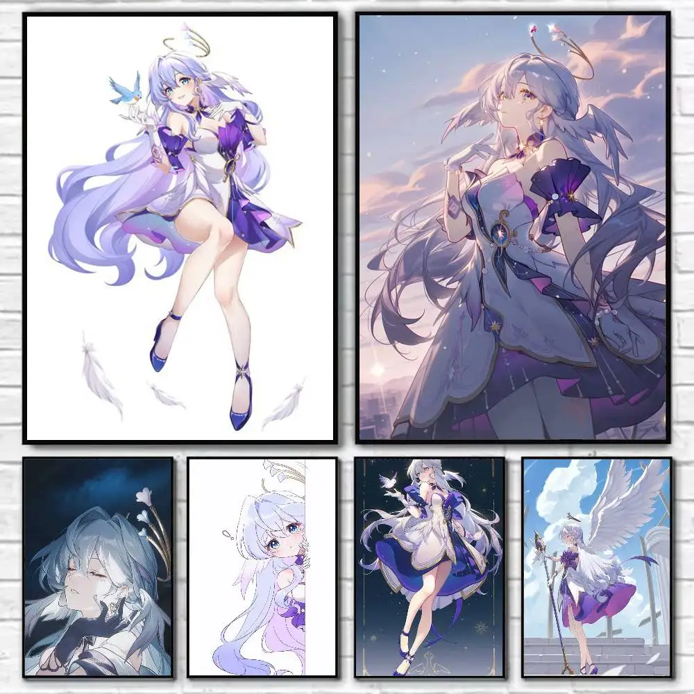 

Hot Game Honkai Star Rail Robin Poster Self-adhesive Art Waterproof Paper Sticker Coffee House Bar Room Wall Decor