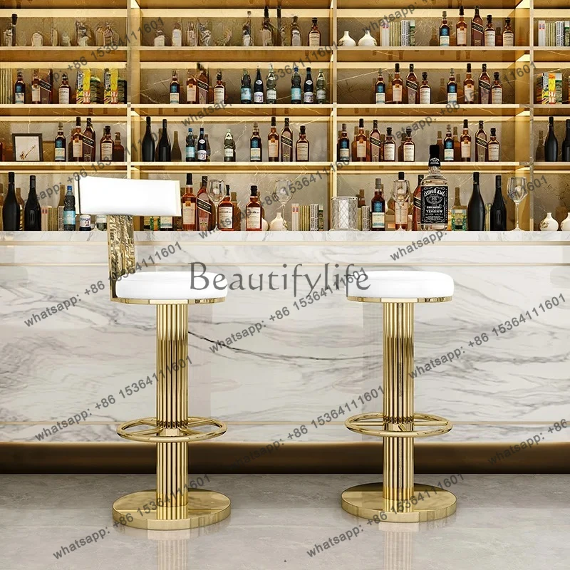 Light Luxury Bar Stool Simple Modern Bar Stool High Stool Living Chair High Dining Chair Shop Leisure Chair
