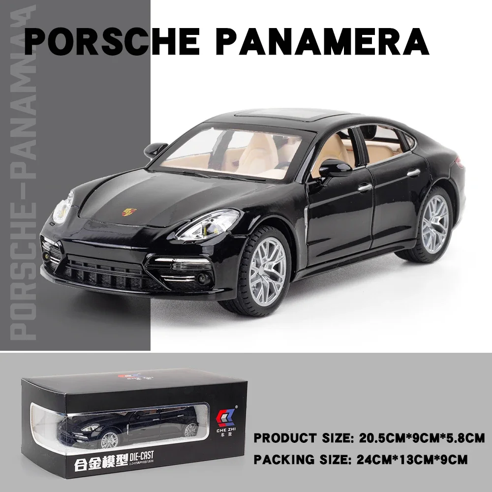 1:24 Porsche Panamera Sports car Simulation Diecast Metal Alloy Model car Sound and Light Pull Back Collection Kids Toy Gifts