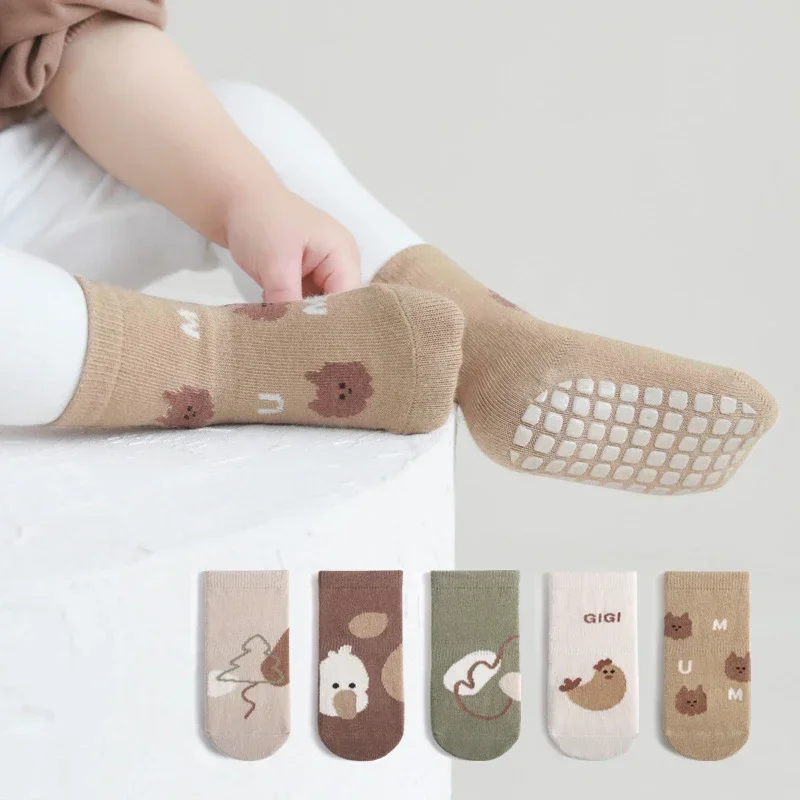 5 Paar Babysocken für Kleinkinder, rutschfest, für Kinder, Cartoon-Bodensocken, Innenboden, warmer Schlauch, Zubehör, 0–5 Jahre, Weihnachtsgeschenk – Detail 1