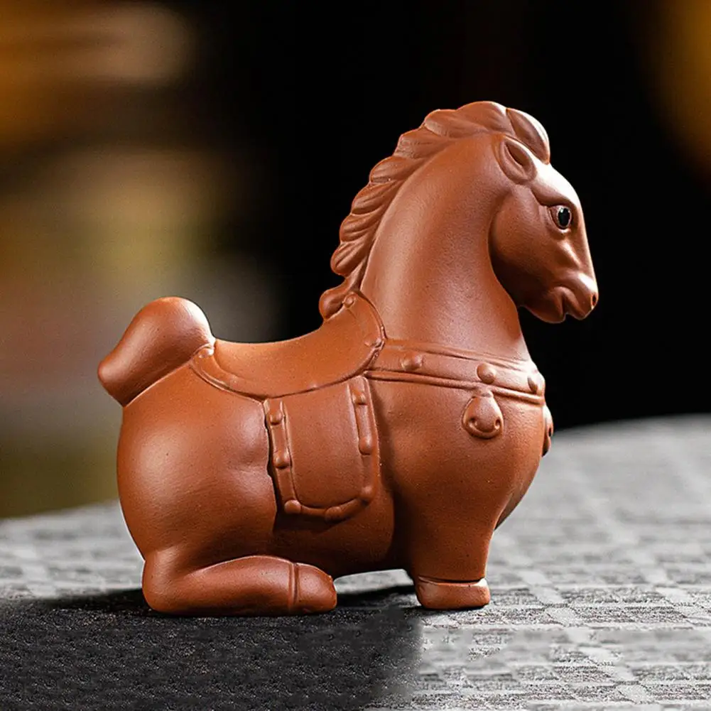 Tea Pet for Life Taste Chinese Style Horse Tea Pet Ornaments Purple Clay Pony Zen Decoration for Desktop Tea Gadget for Brewing