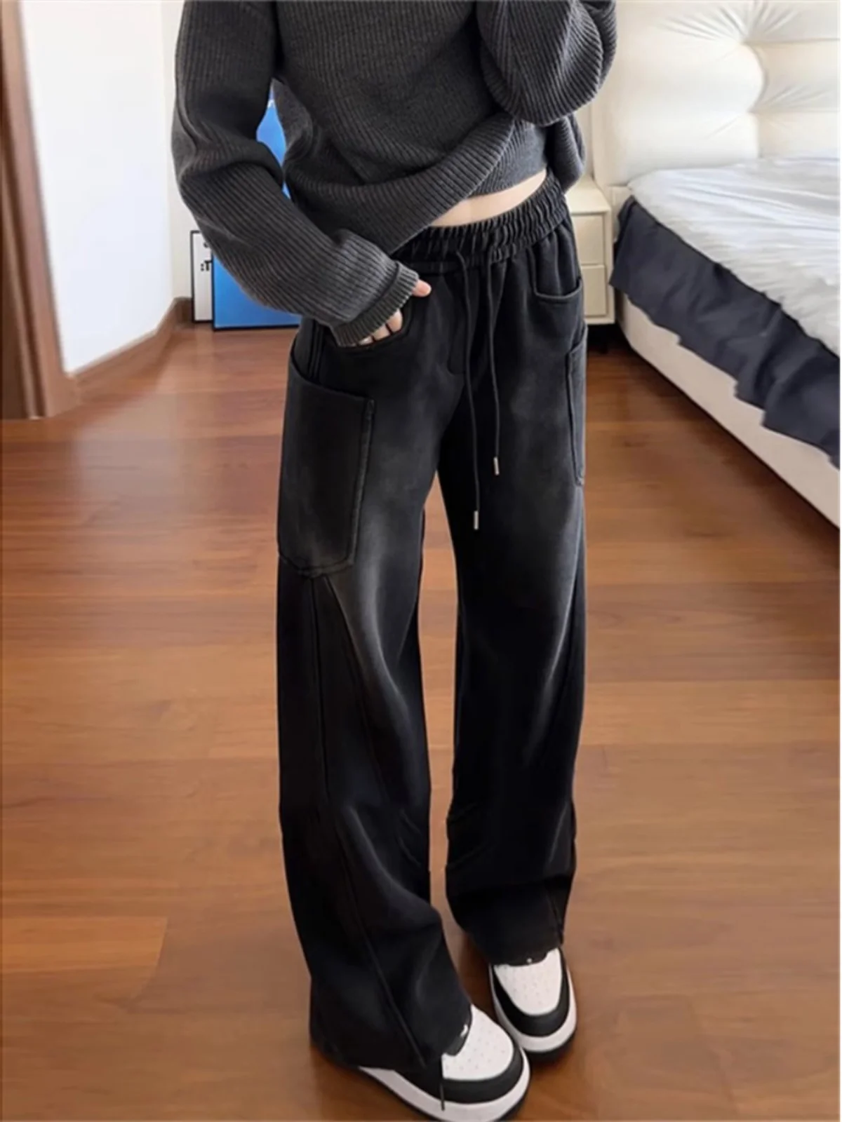 

Мужские повседневные брюки Long Waed с широкими штанинами и прямым кроем, модные, в стиле High Street, винтажные, молодежные, осенние