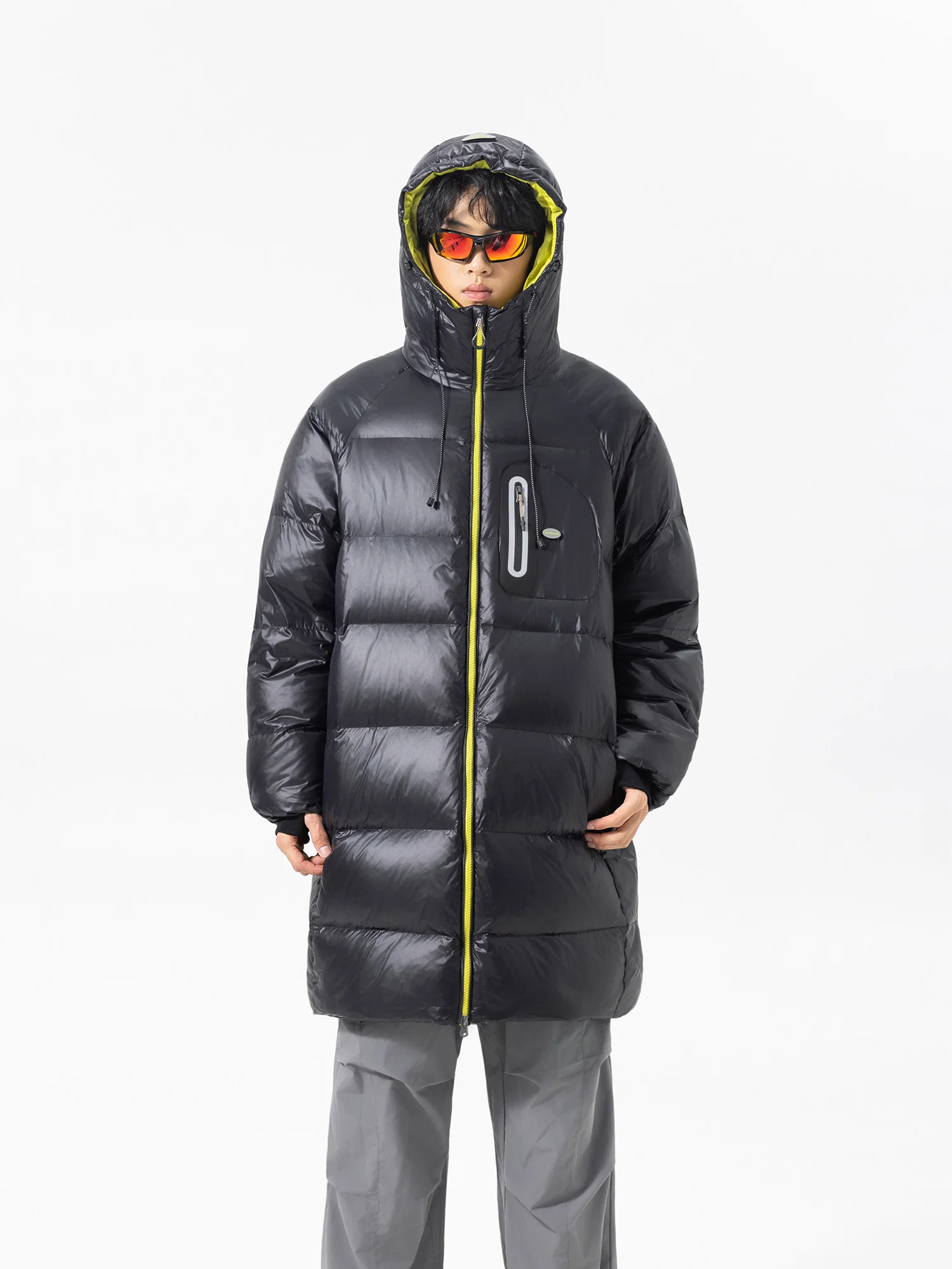 

EX Winter Outdoor Tee-Proof White Du down Hooded Jaet Super Lightweight Medium-Length Men's Warm Outerwear