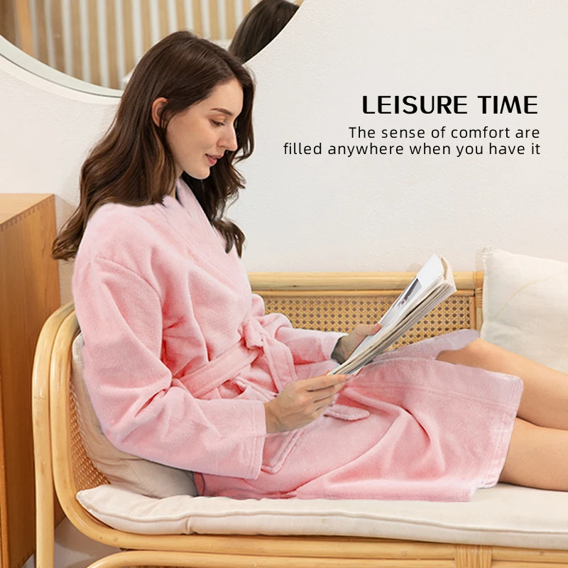 Luxurious Shawl Collar Bathrobe Premium Plush Soft Spa Plush Long Warm Robe