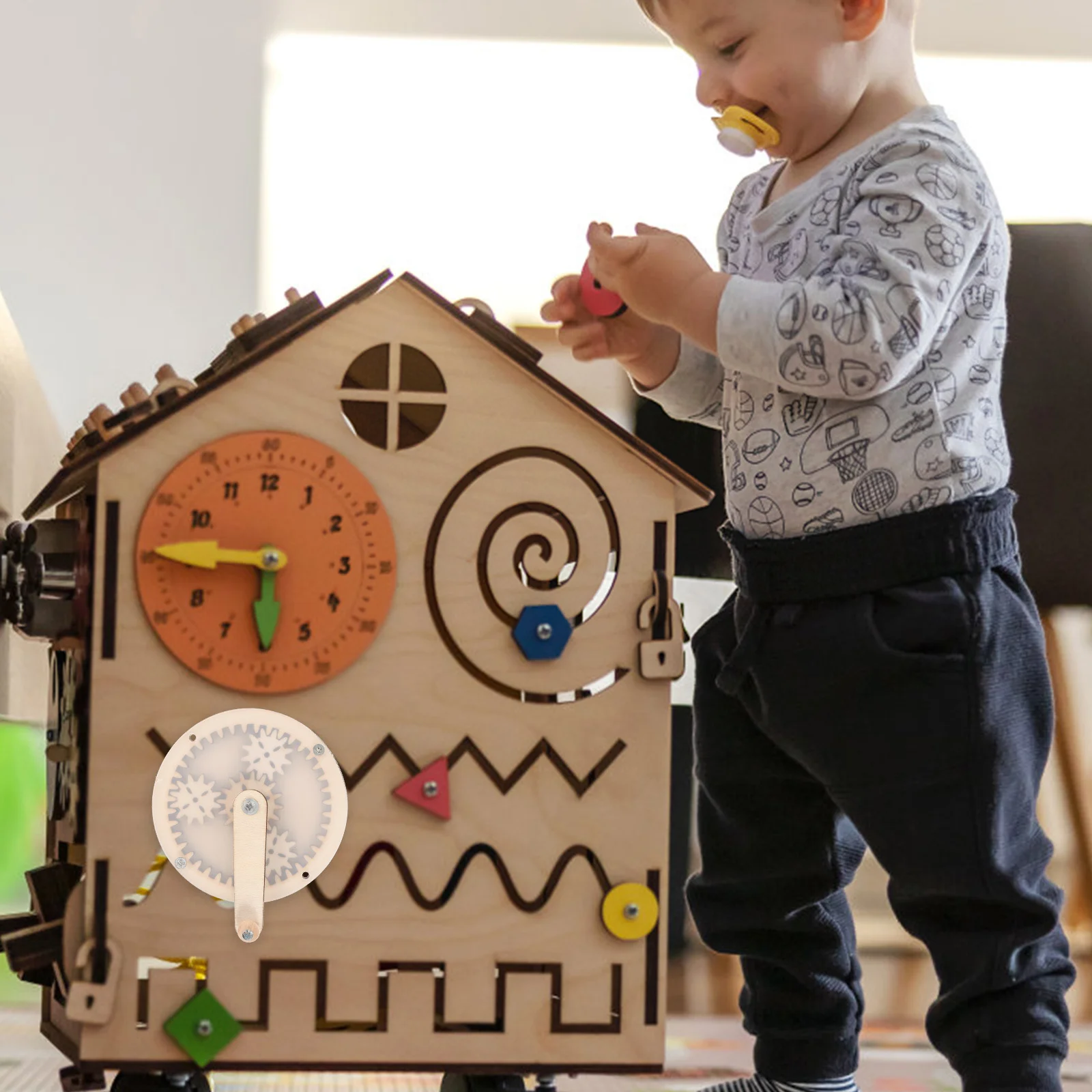 Wooden Unfinished Busy Board Kids Early Educational Sensory Activity Puzzle Learning Montessori Children Training Manual