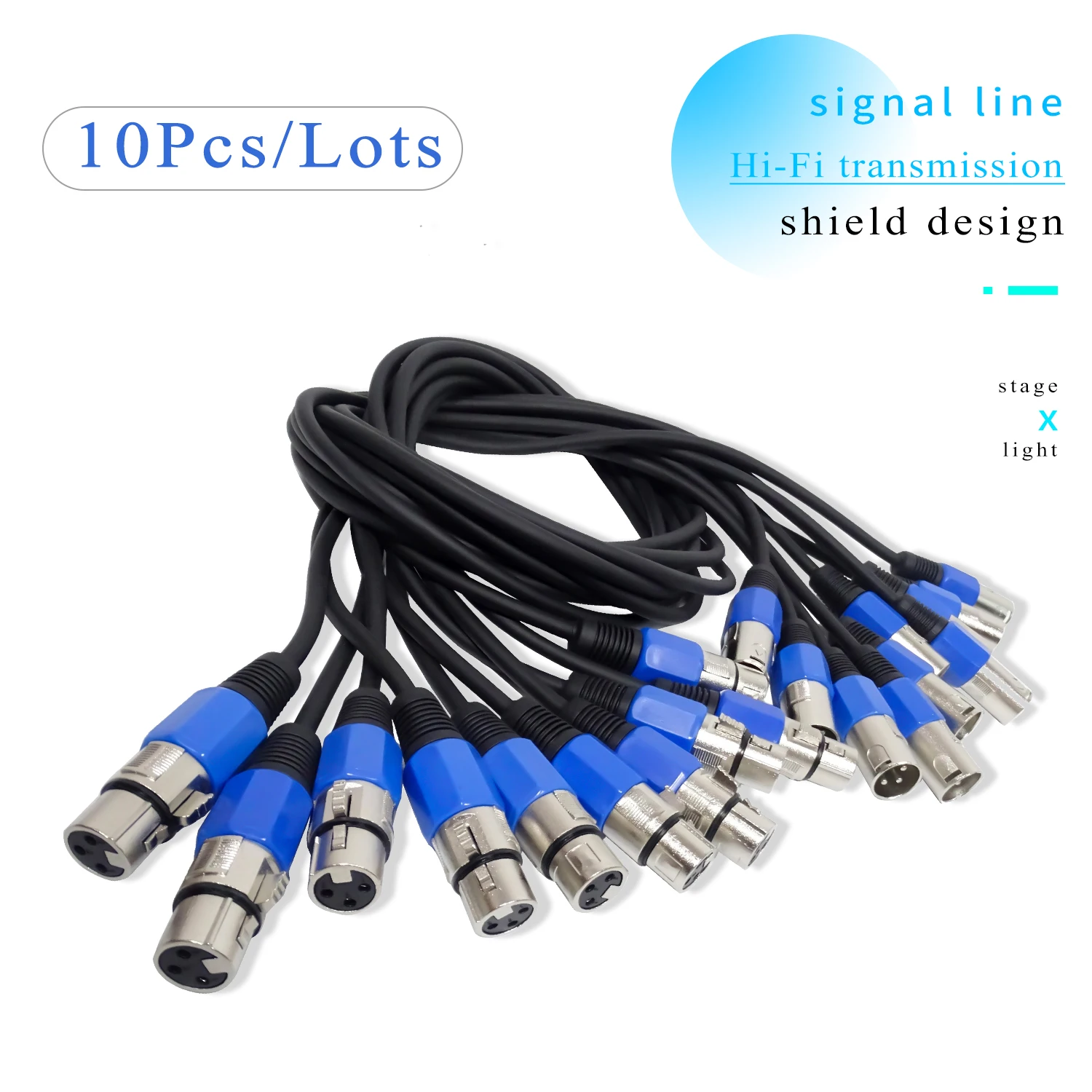 10Pcs/lots 3-PIN DMX Signal Line, (1M,2M,3M,4M,5M,6M,7M,8M,9M,10M) LED PAR Stage Lights Dmx Cable Dj Eequipment 100% New