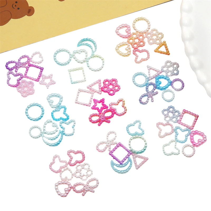 185Pcs Mix Dual Color Gradient ABS Pearl Shaped Patch Star Moon Sun Cream Adhesive Accessories DIY jewelry Accessories Wholesale