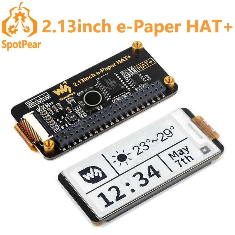 2.13inch e Paper HAT+ Black-White 250x122 E-Ink For Raspberry Pi /Jetson Nano /Sunrise X3 Pi /Pwnagotchi