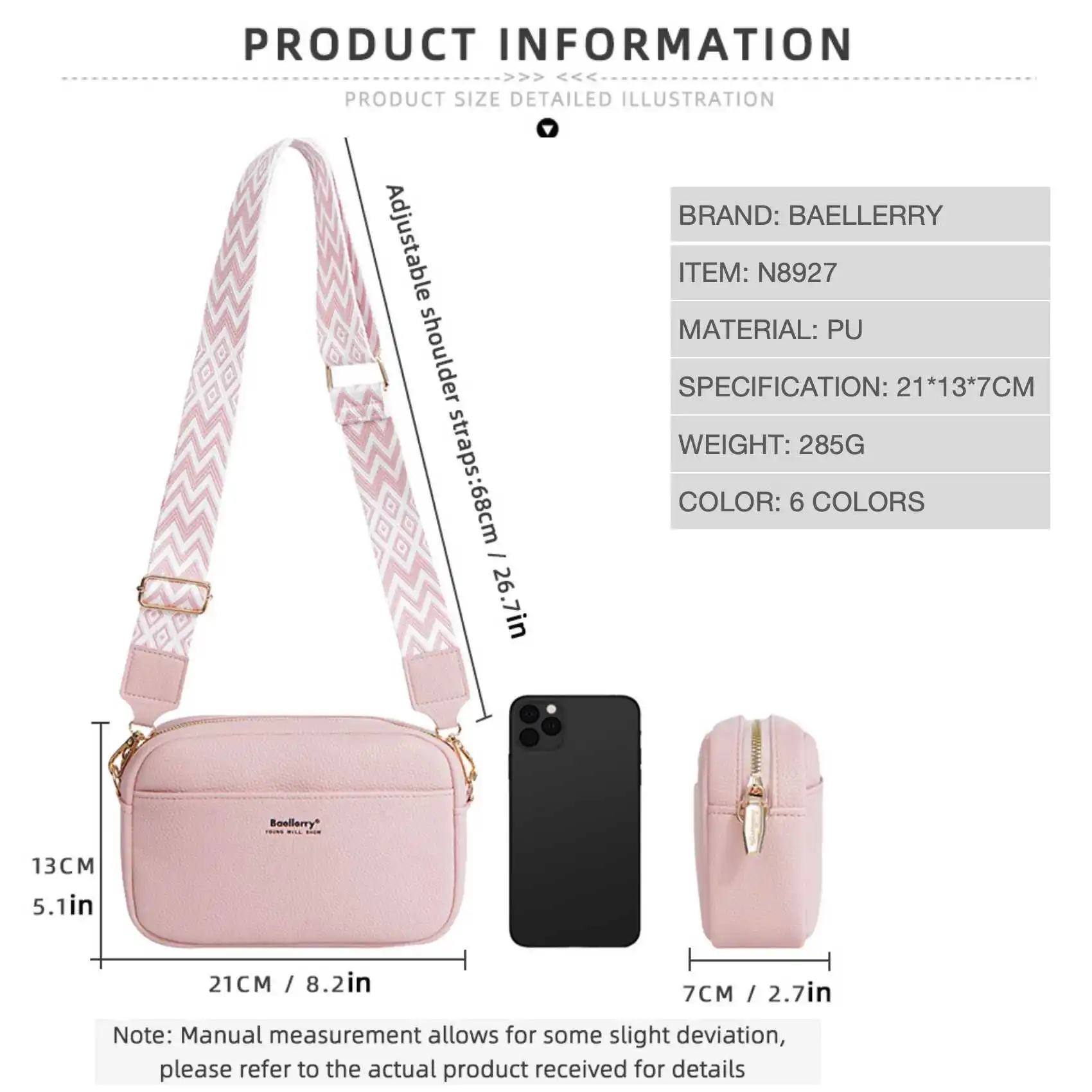 Einfarbig Große Kapazität Zipper Handy Tasche Damen Multifunktionale Schulter Umhängetasche Mode Lässig Kleine Quadratische Tasche – Detail 9