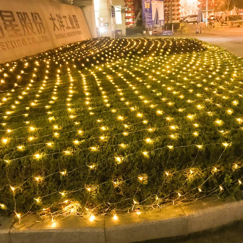 Solar Power LED Net String Lights, Guirlandas de rua, Decorações de Natal, ao ar livre, Ano Novo, Festa de Casamento