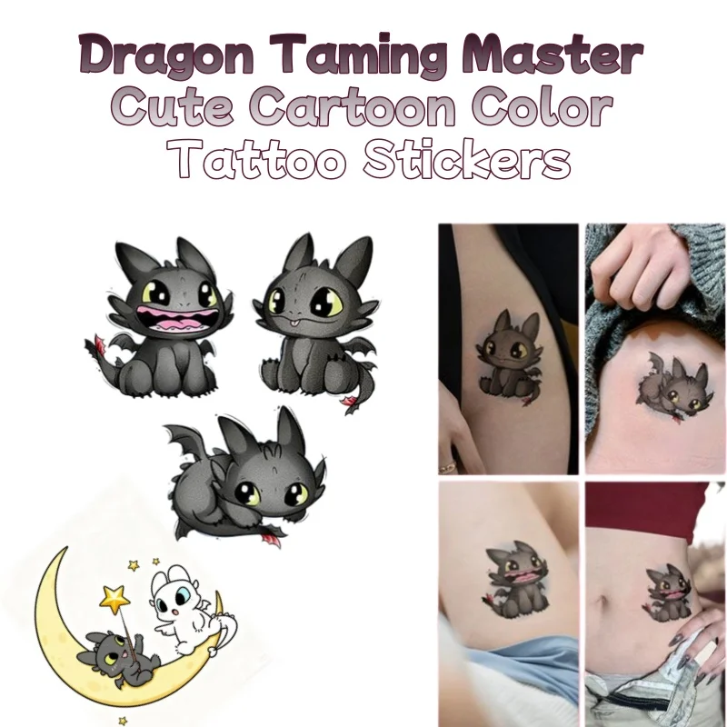 

Наклейка-тату «Мастер по дрессировке драконов: Беззубик» для мальчиков, красочная, милая, мультяшная, водонепроницаемая, для девочек, реалистичная, для маскировки шрамов