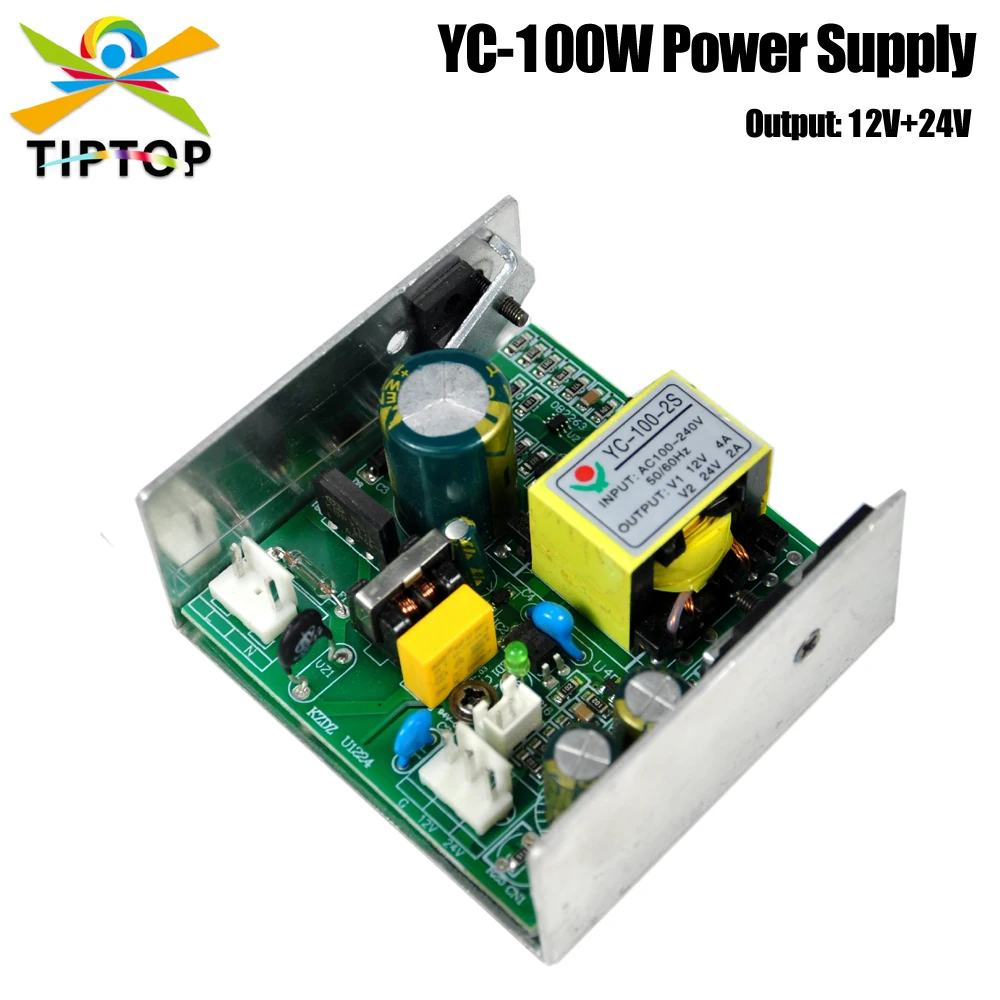 

TIPTOP YC LED 100W Led Stage Light Power Supply For 7x10W Led Moving Head Light 12V+24V Output Plug White 2 Pin Socket