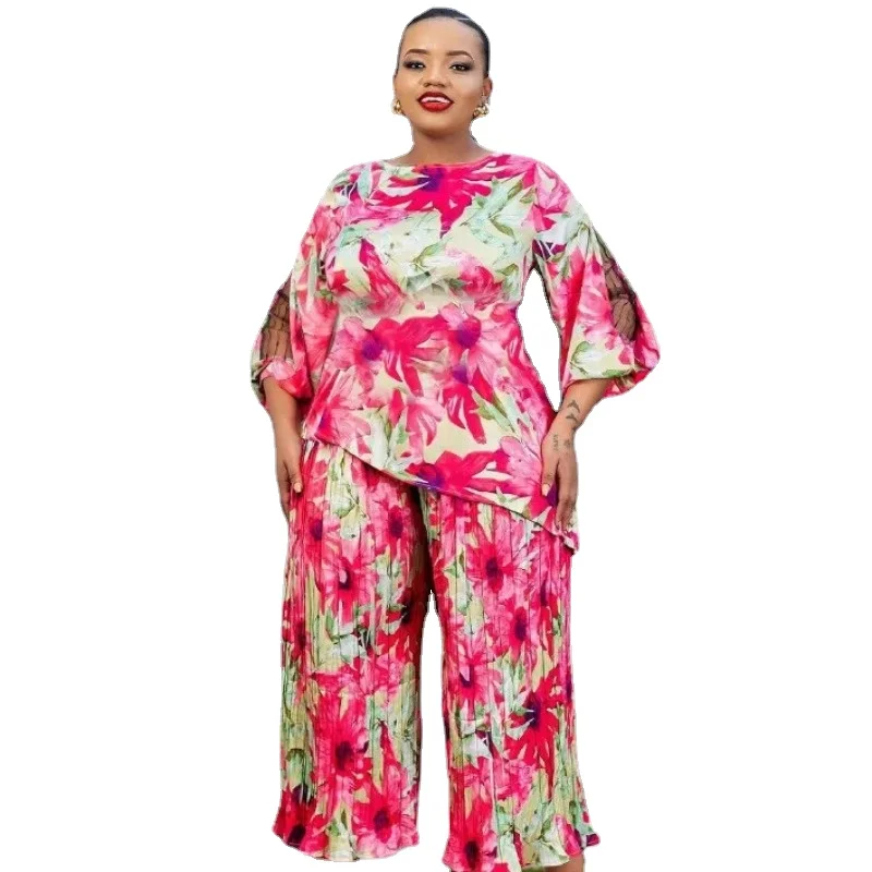 

2 Piece Women Sets Dashiki African New Arrival Spring Autumn Matching Sets Two Pieces Sets Top Pants Suits Outfits Clothing