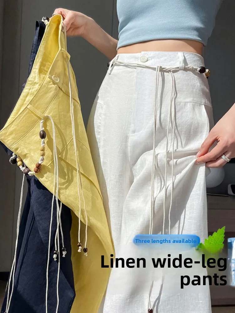 Cintura alta perna larga casual calças de trabalho feminino solto ajuste calças compridas verão primavera doce fresco picante menina sle