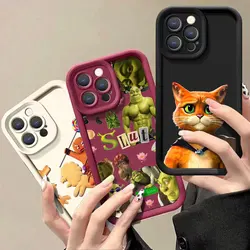Cartoon Movie Shrek Funny Phone Case For iPhone 15 14 13 12 11 Pro Max 8 7 Plus X XS SE XSMax Liquid Eye Ladder Shockproof Cover