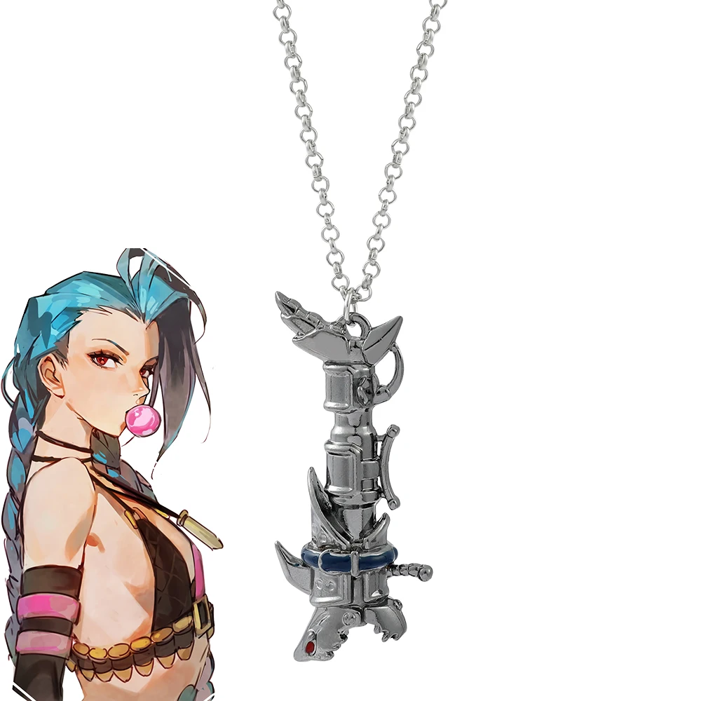 Game Trinkets League Legends Jinx Cannon Necklace Cosplay Costume Jewelry  Weapon Pendant Punk Cool Gun Necklace