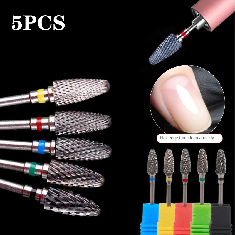 

5pcs Tungsten Steel Nail Drill Bit Art Electric Machine Drill Bits Accessories Manicure Cutters Nail Removal Tool Nail Drill Bit