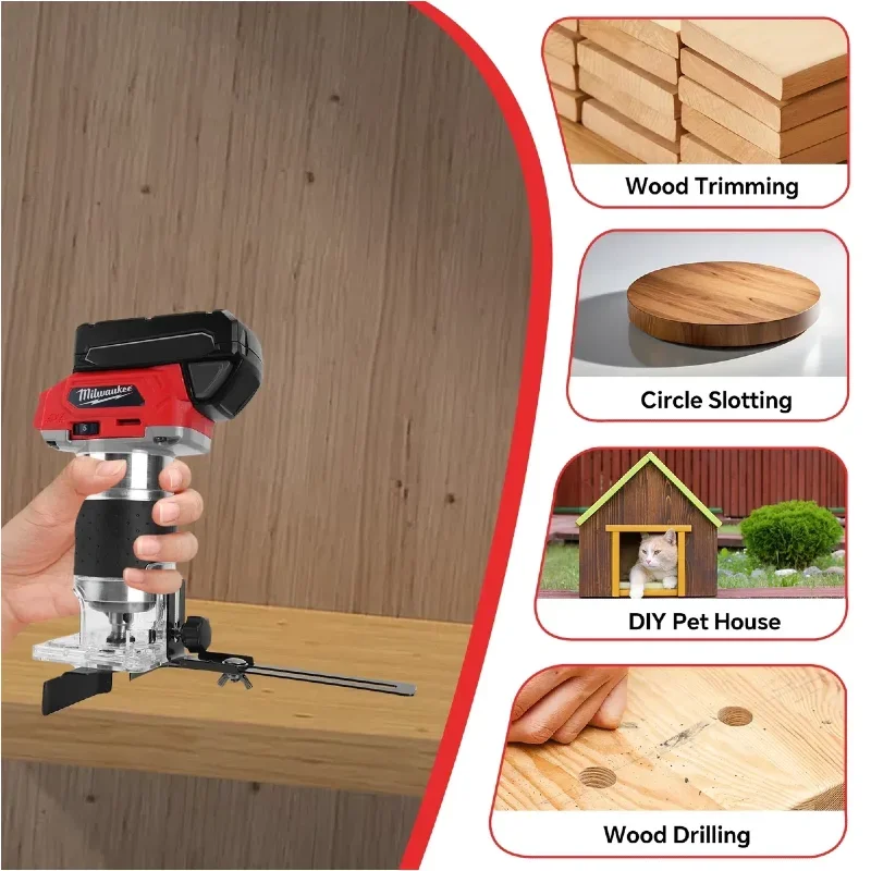 ميلووكي 800 واط 30000 دورة في الدقيقة ماكينة تشذيب كهربائية لاسلكية بدون فرش جهاز توجيه مدمج 5 سرعات ماكينة تشذيب النجارة بطارية 18 فولت #5