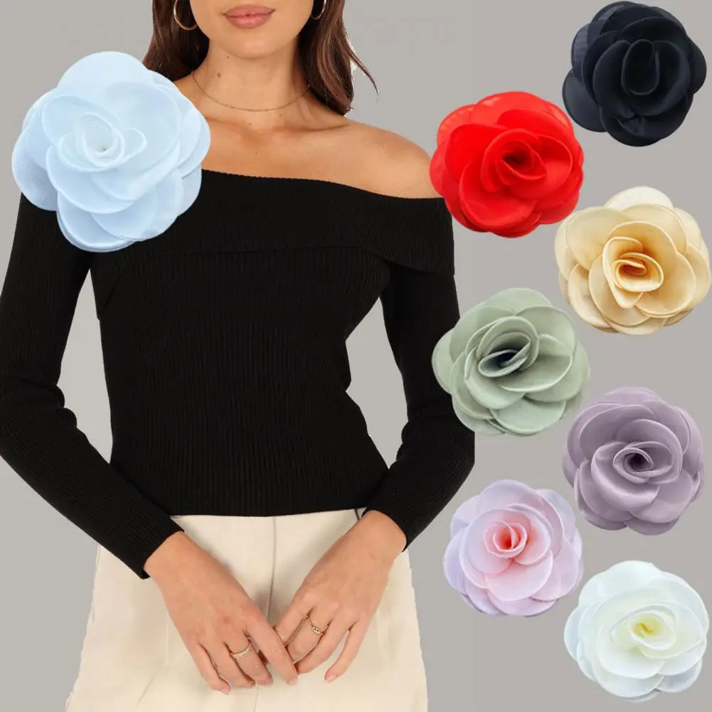 Flower Brooch Elegant Style Camellia Mesh Fabric Corsage Brooch for Formal Occasions for Bride Groom Wedding Prom for Clothes