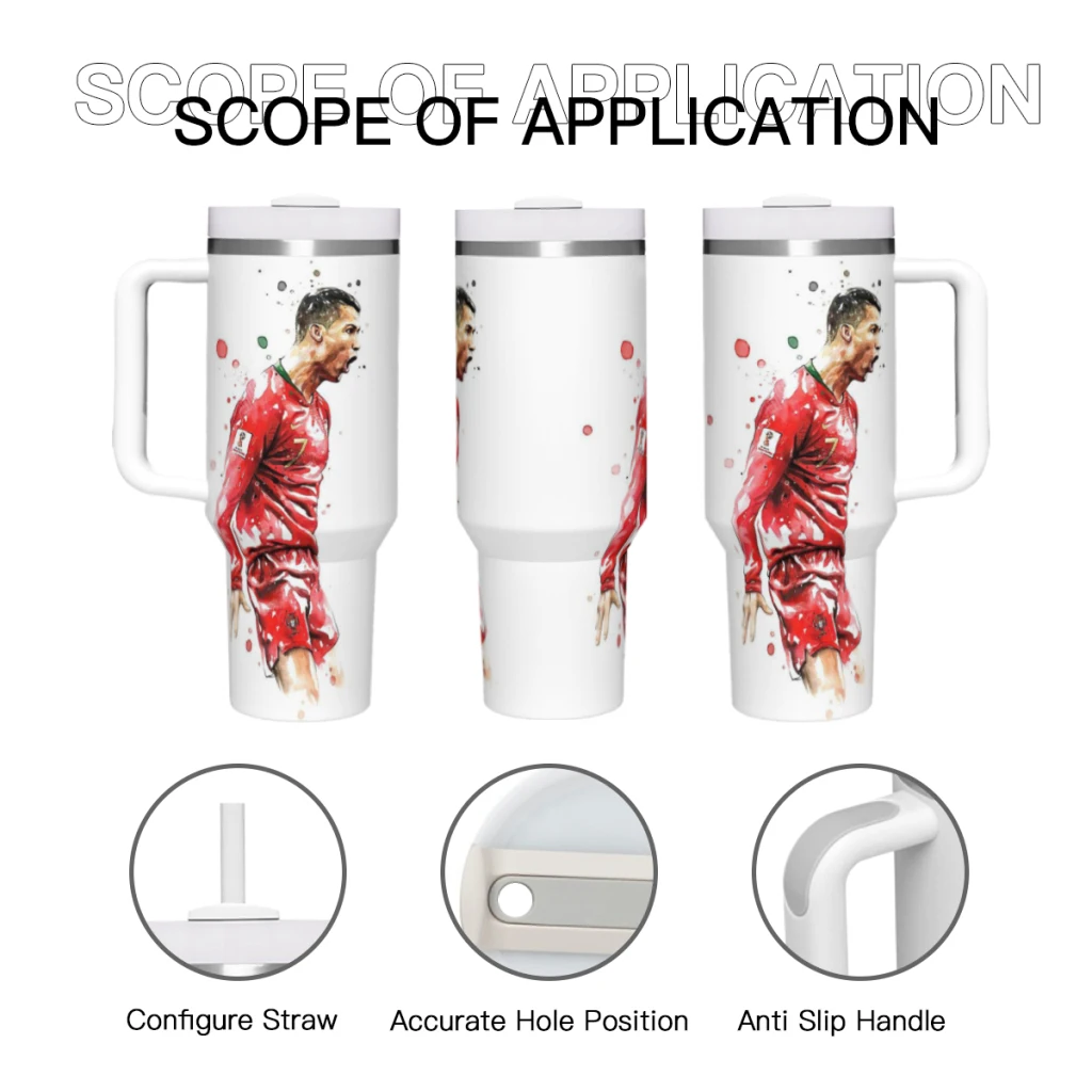 Car Travel Mugs Football Star Stainless Steel 304 Tumbler Water Bottle 40oz/1200ml