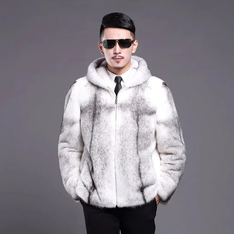 Luxury Winter Warm Faux Fur Coat Men Hooded Thick Fur Coat Jacket Plus Size Branded Zipper Designer Men's Clothing Slim Jackets