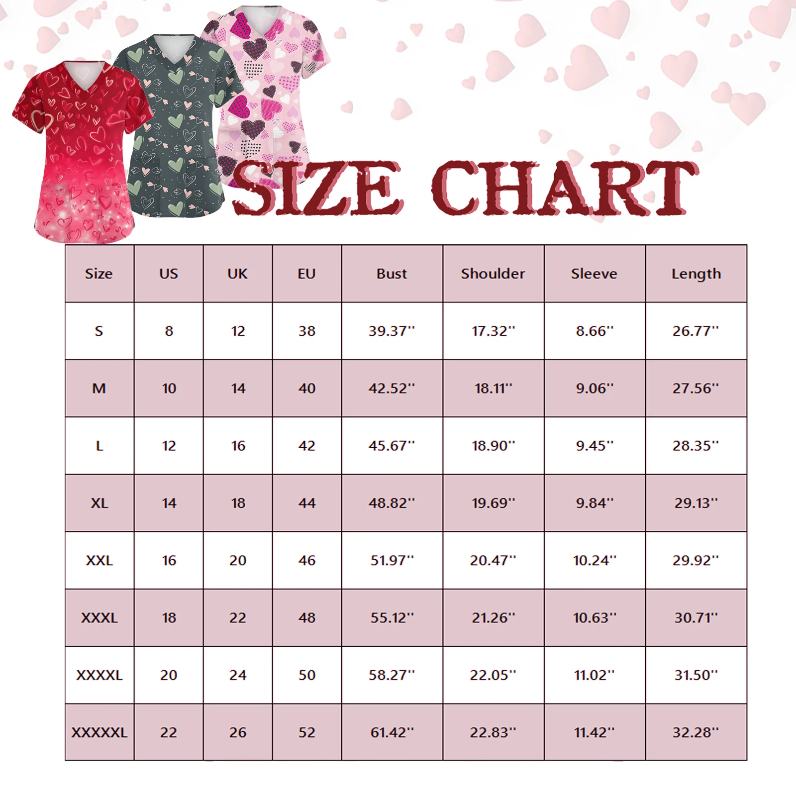 Uniforme d'infirmière pour femmes, haut à col en v en forme de cœur à paillettes rouges, chemisier à manches courtes avec poches pour adultes, vêtements brillants tendance pour la saint-valentin, 2026