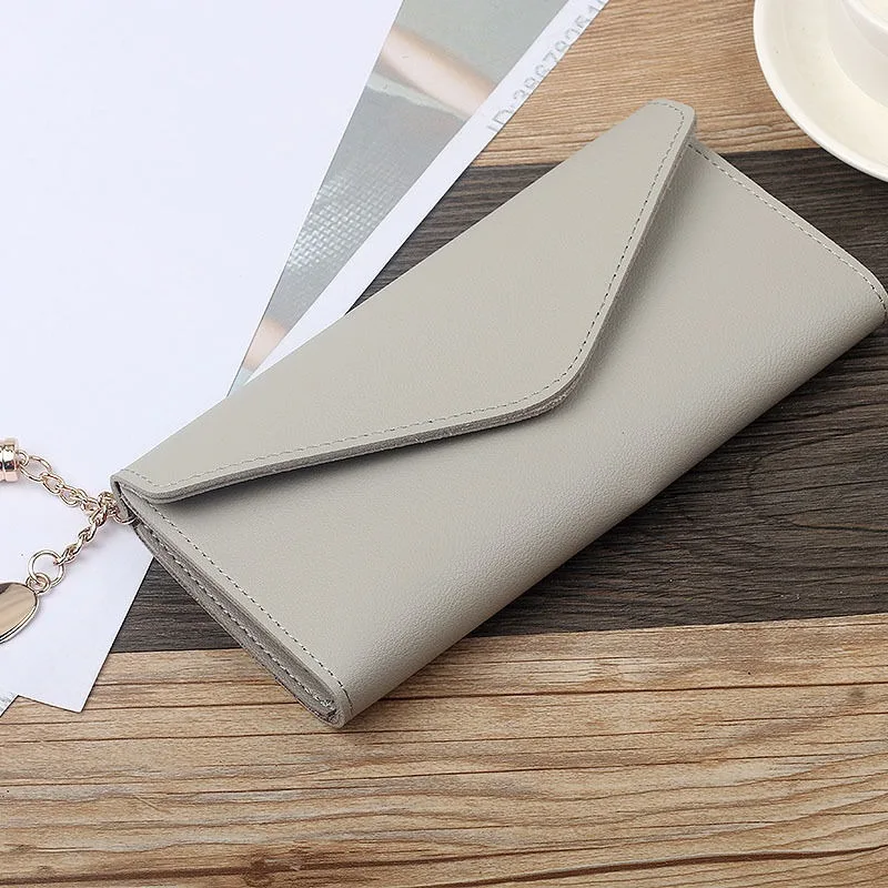 

BOMO Wallets for Women Fashion Solid Colour Leather Coin Purse Korean Style Ladies Casual Pretty Purses Long Card Wallet Bag